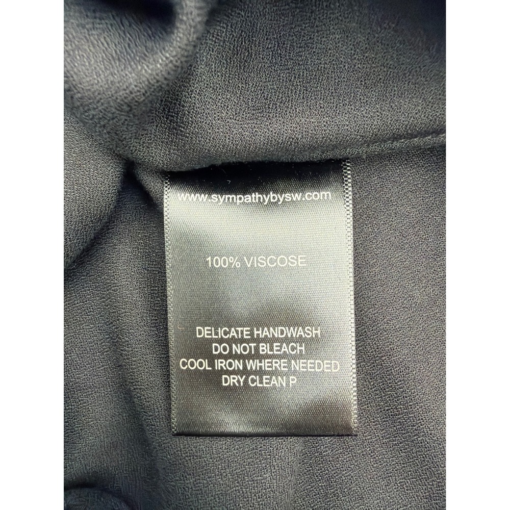 Simply Mila Black Asymmetrical V-Neck Midi Dress Short Sleeve Viscose Small USA - Picture 6 of 7